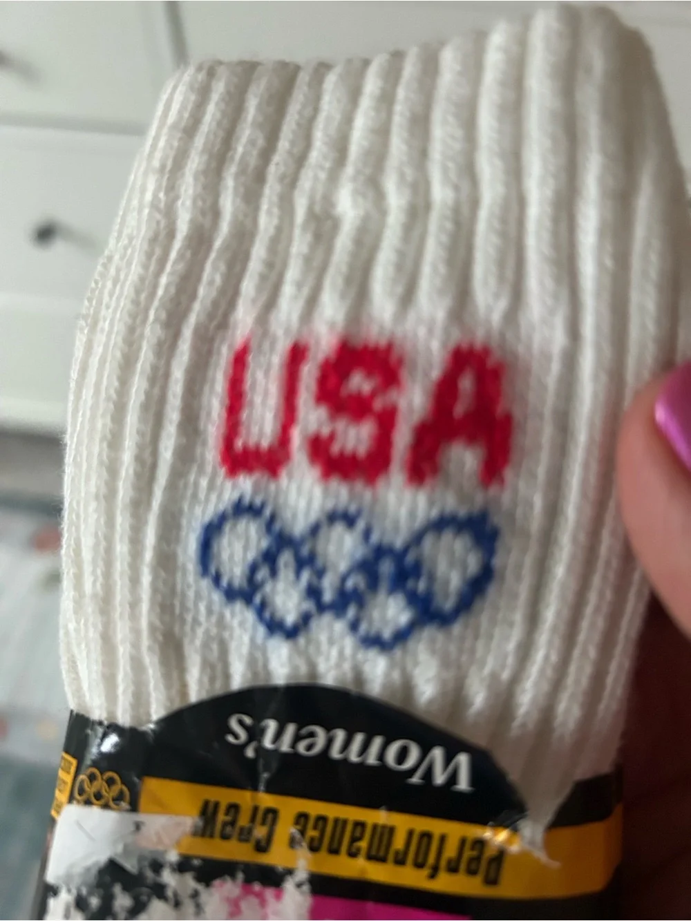 Vintage USA Olympic Logo White Crew Socks - Women's